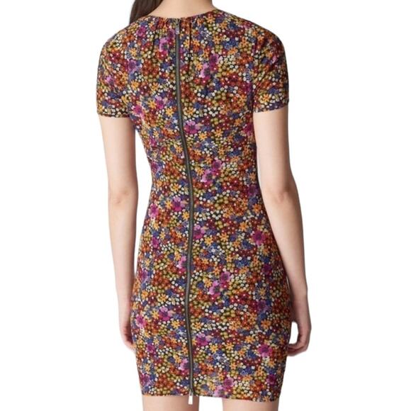 Whistles Multicolor Floral Silk Dora Bodycon Dual Zipper Dress, Size 6 - Picture 3 of 15